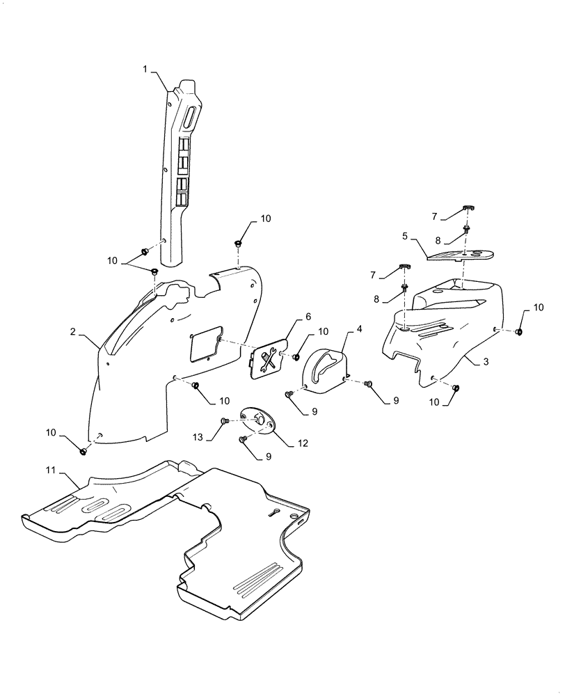 Схема запчастей Case IH FARMALL 45C - (90.160.060) - PANEL, CAB, RH (90) - PLATFORM, CAB, BODYWORK AND DECALS