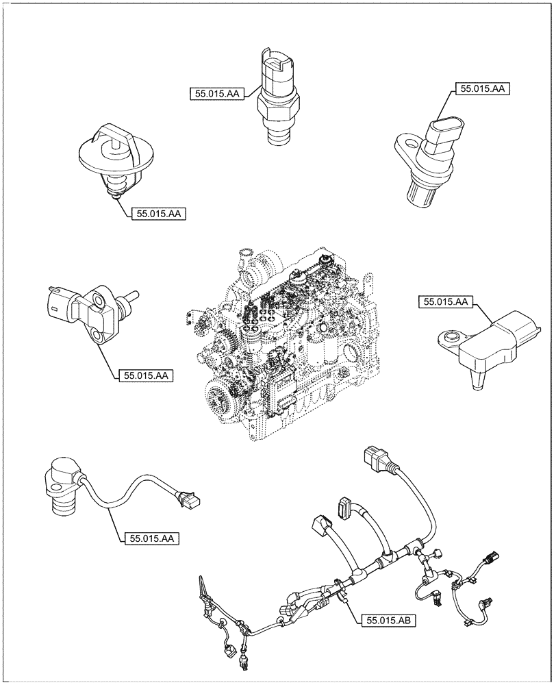Схема запчастей Case IH F4DE9684L J113 - (00.000.55) - PICTORIAL INDEX - ELECTRICAL SYSTEMS (00) - GENERAL & PICTORIAL INDEX