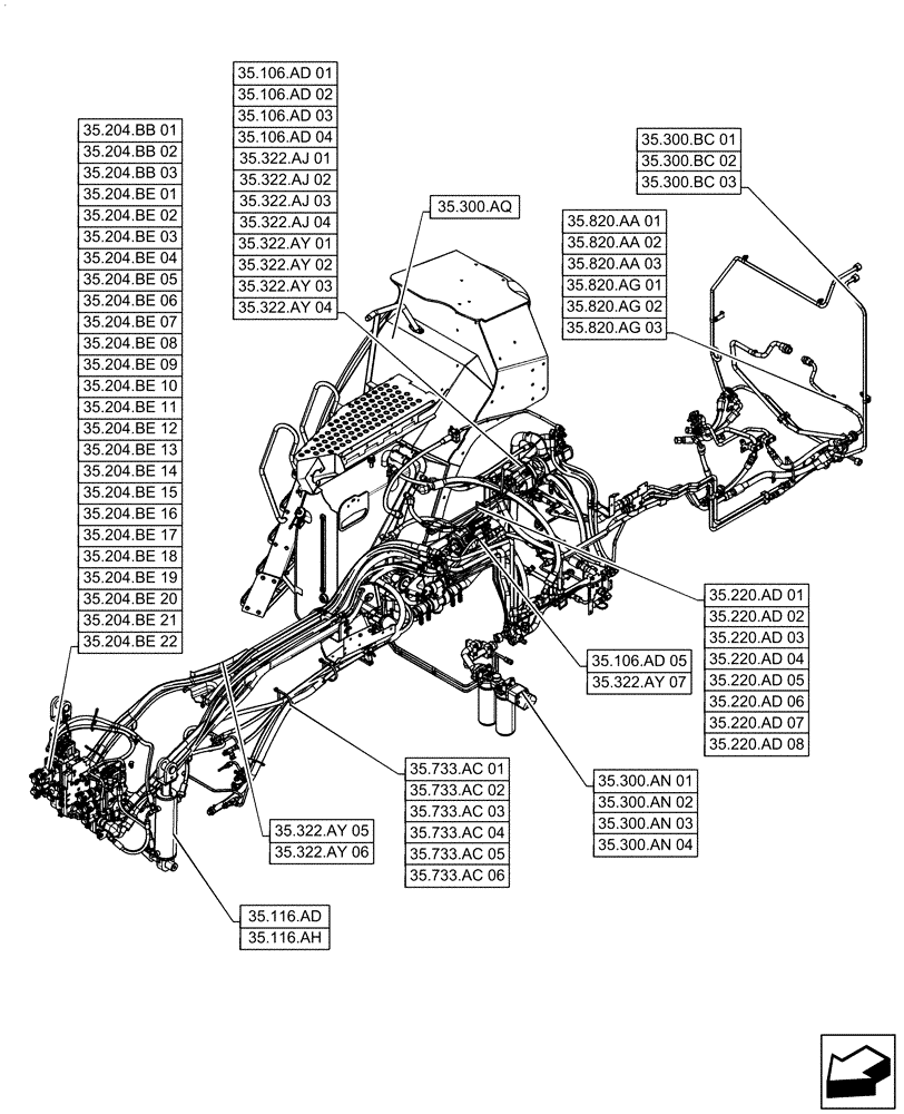 Схема запчастей Case IH STEIGER 500 - (35.000.00) - SECTION INDEX - HYDRAULIC SYSTEMS (35) - HYDRAULIC SYSTEMS