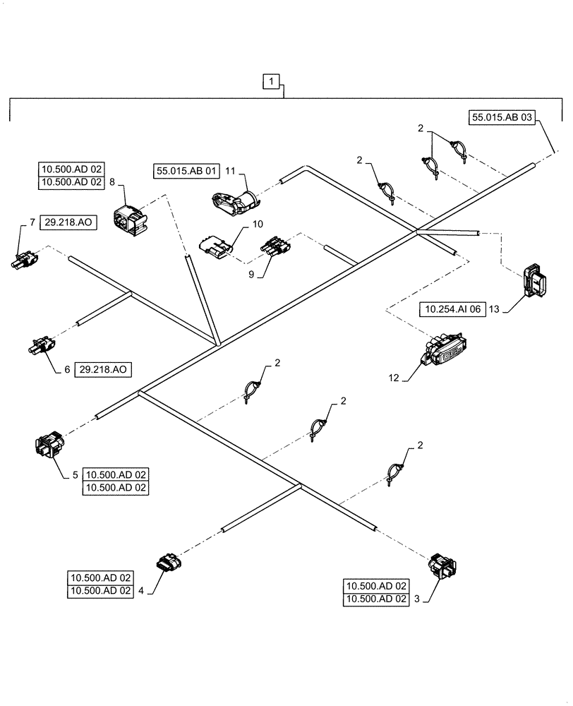 Схема запчастей Case IH 7140 - (55.015.AB[02]) - WIRE HARNESS, ENGINE (55) - ELECTRICAL SYSTEMS