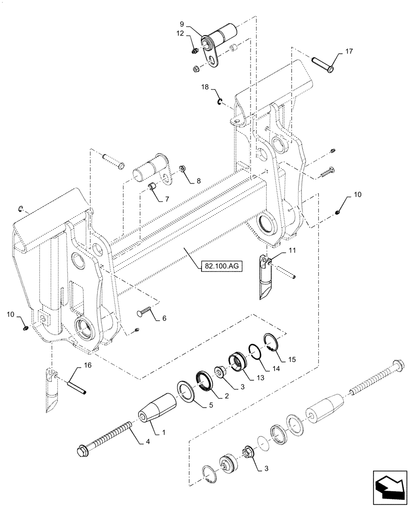 Схема запчастей Case IH SV300 - (82.100.AG[01]) - MOUNTING PARTS, COUPLER (APRIL 20, 2015 AND NEWER) (82) - FRONT LOADER & BUCKET