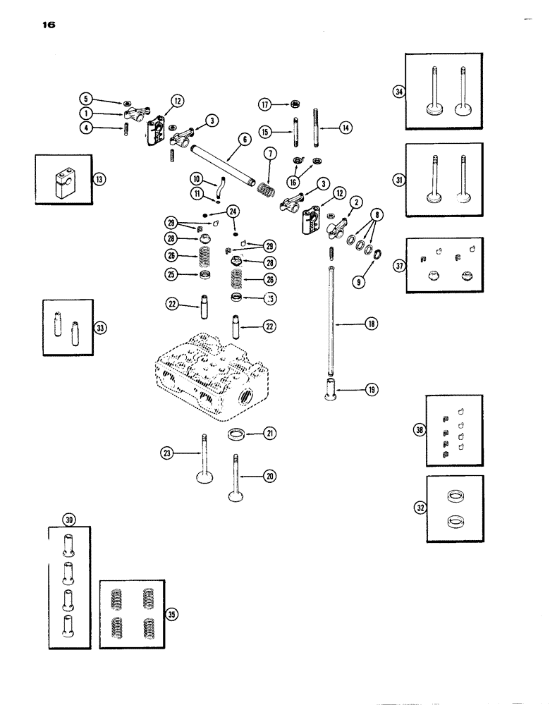 Схема запчастей Case IH 1070 - (016) - VALVE MECHANISM, (451B) DIESEL ENGINE (02) - ENGINE
