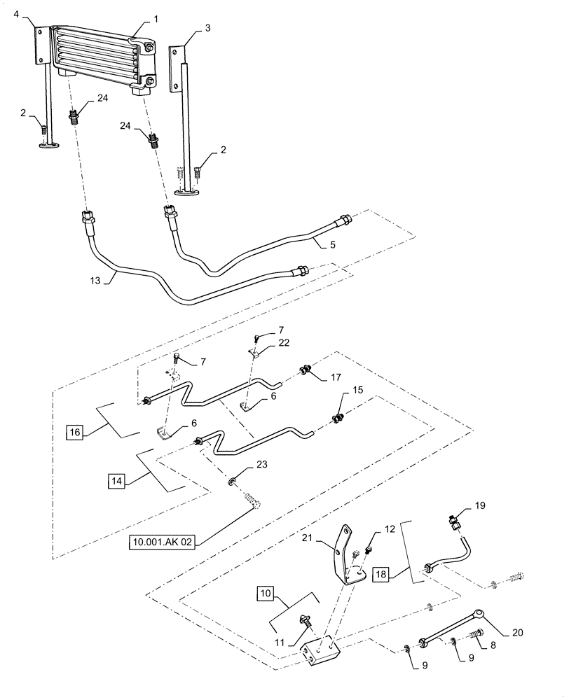 Схема запчастей Case IH FARMALL 40C - (21.109.AK[02]) - TRANSMISSION, OIL COOLER, FARMALL 40C, 50C (21) - TRANSMISSION