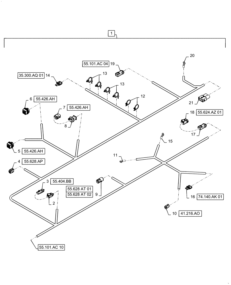 Схема запчастей Case IH 7140 - (55.101.AC[11]) - WIRE HARNESS, RIGHT MAIN, CONTINUED (55) - ELECTRICAL SYSTEMS
