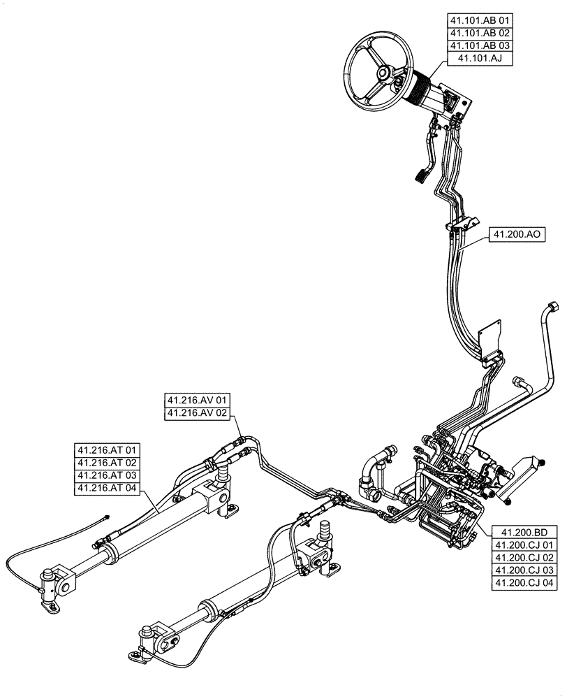 Схема запчастей Case IH QUADTRAC 500 - (00.000.41) - PICTORIAL INDEX - STEERING (00) - GENERAL & PICTORIAL INDEX