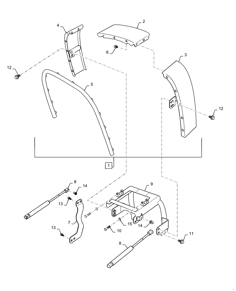 Схема запчастей Case IH FARMALL 40C - (90.102.AD) - HOOD SUPPORT (90) - PLATFORM, CAB, BODYWORK AND DECALS