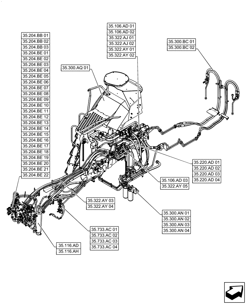 Схема запчастей Case IH QUADTRAC 500 - (35.000.00) - SECTION INDEX - HYDRAULIC SYSTEMS (35) - HYDRAULIC SYSTEMS