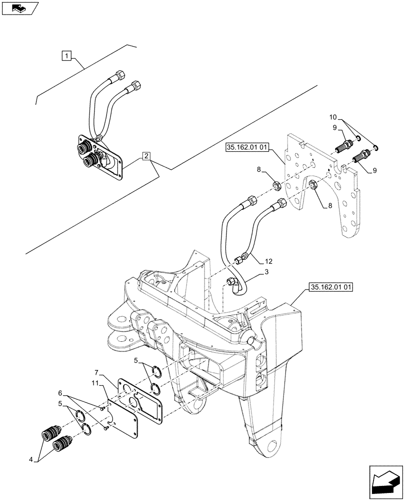Схема запчастей Case IH PUMA 200 - (88.035.12[01]) - DIA KIT - FRONT COUPLER FOR ATT DEVICE FRONT HYD - BREAKDOWN (88) - ACCESSORIES