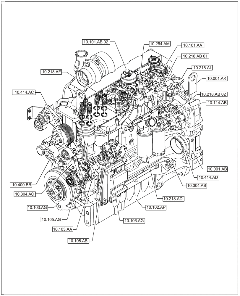 Схема запчастей Case IH F4DE9684L J112 - (00.000.10[02]) - PICTORIAL INDEX - ENGINE (00) - GENERAL & PICTORIAL INDEX