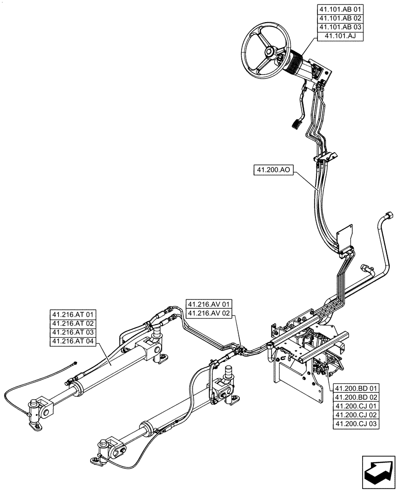 Схема запчастей Case IH STEIGER 620 - (41.000.00) - SECTION INDEX - STEERING (41) - STEERING