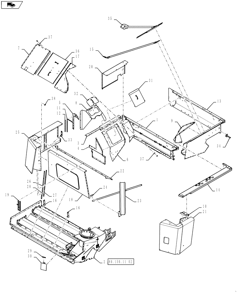Схема запчастей Case IH 9230 - (80.150.03[03]) - GRAIN TANK, HIGH CAPACITY (80) - CROP STORAGE/UNLOADING