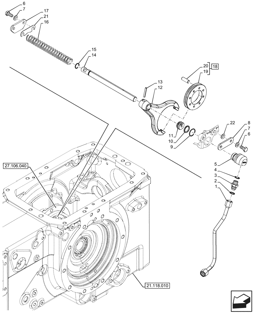 Схема запчастей Case IH FARMALL 90V - (27.106.020) - VAR - 341052, 341053 - ELECTROHYDRAULIC DIFFERENTIAL LOCK, FORK (27) - REAR AXLE SYSTEM