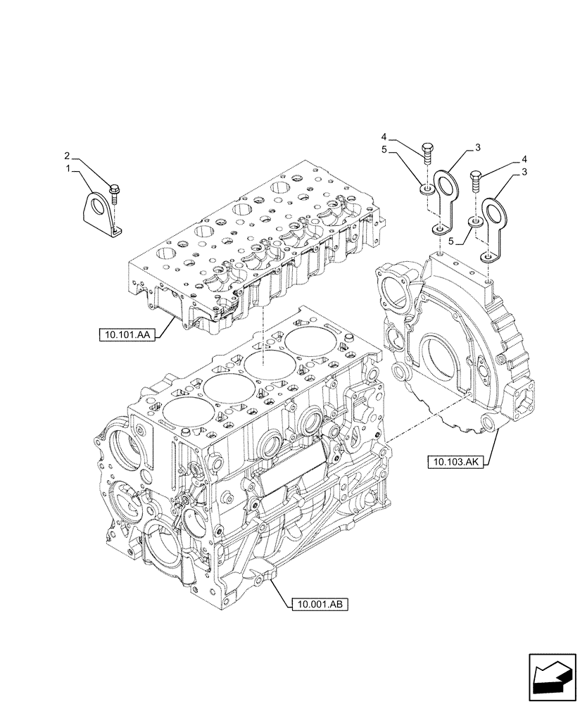 Схема запчастей Case IH F5HFL463A F012 - (10.001.AK) - HOOKS - ENGINE (10) - ENGINE