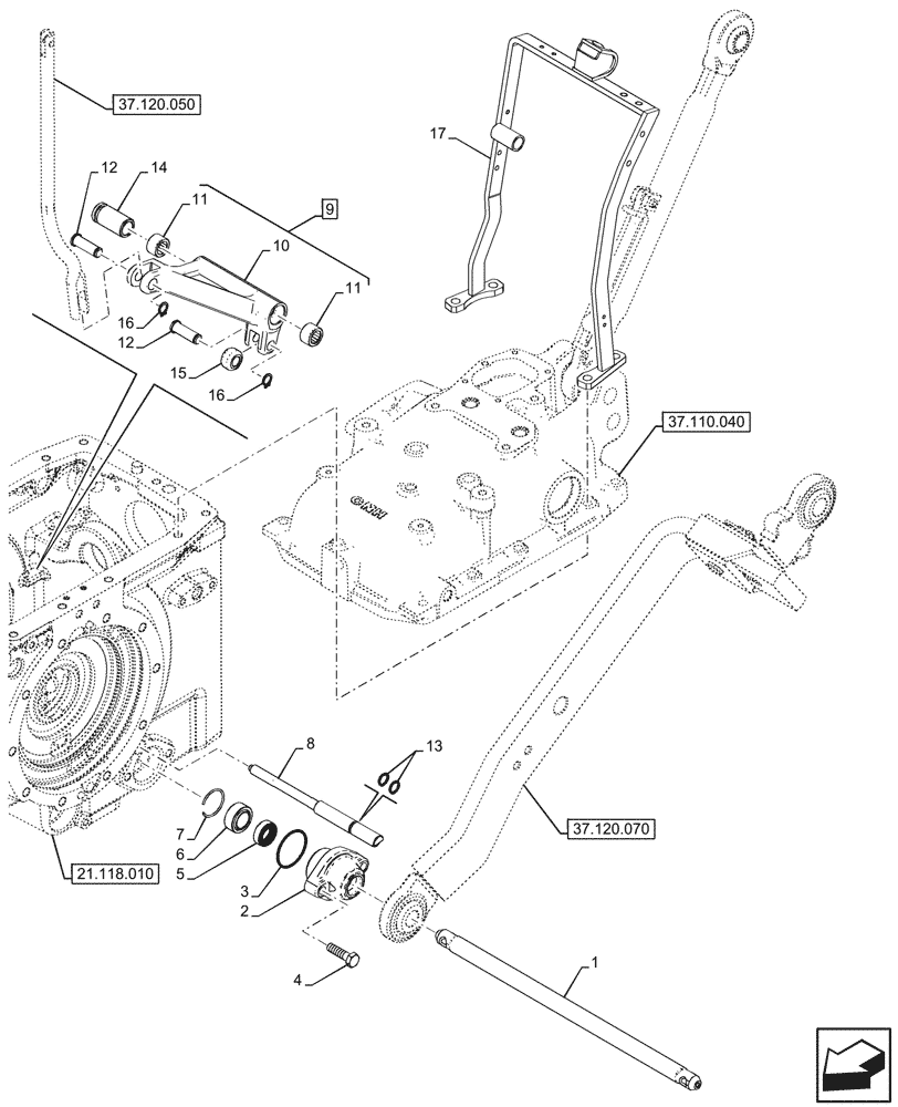 Схема запчастей Case IH FARMALL 90V - (37.120.010) - VAR - 342266, 342267, 759011 - REAR, 3 POINT HITCH, LOWER LINK, BAR, CAB (37) - HITCHES, DRAWBARS & IMPLEMENT COUPLINGS