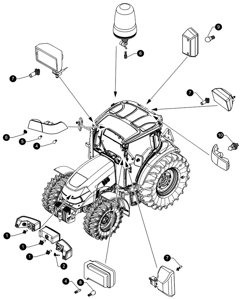 Схема запчастей Case IH MX200 - (00-40[04]) - MAINTENANCE PARTS - BULBS (00) - PICTORIAL INDEX