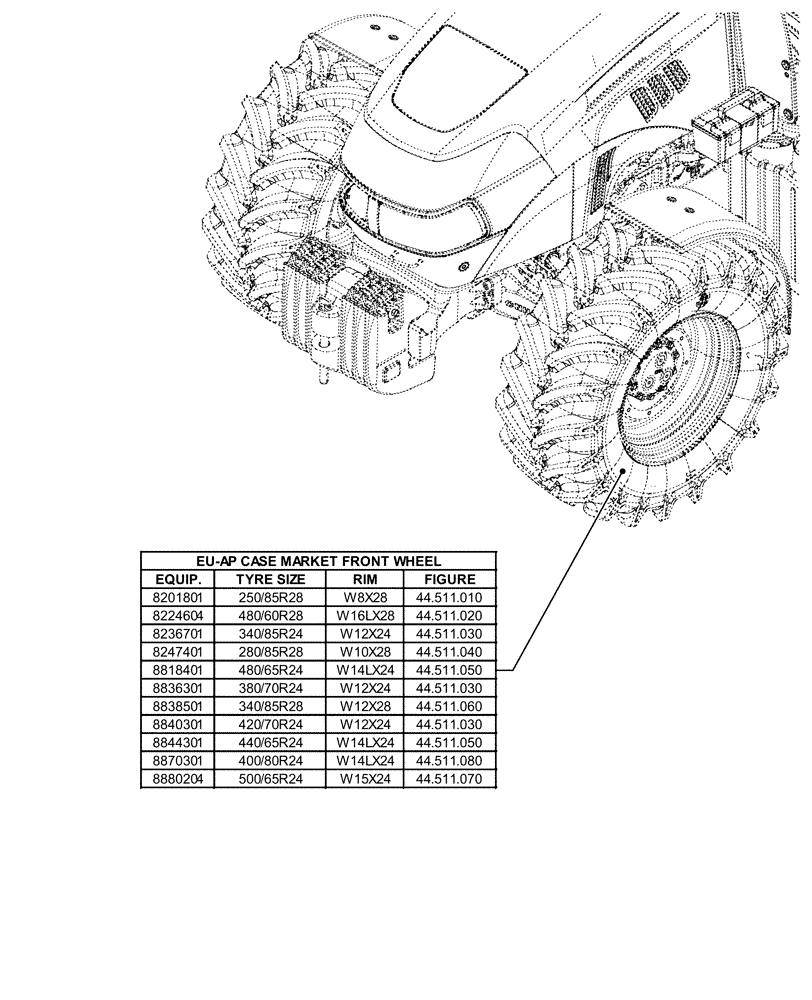 Схема запчастей Case IH FARMALL 110U - (44.000.00[01]) - SECTION INDEX - WHEELS (44) - WHEELS