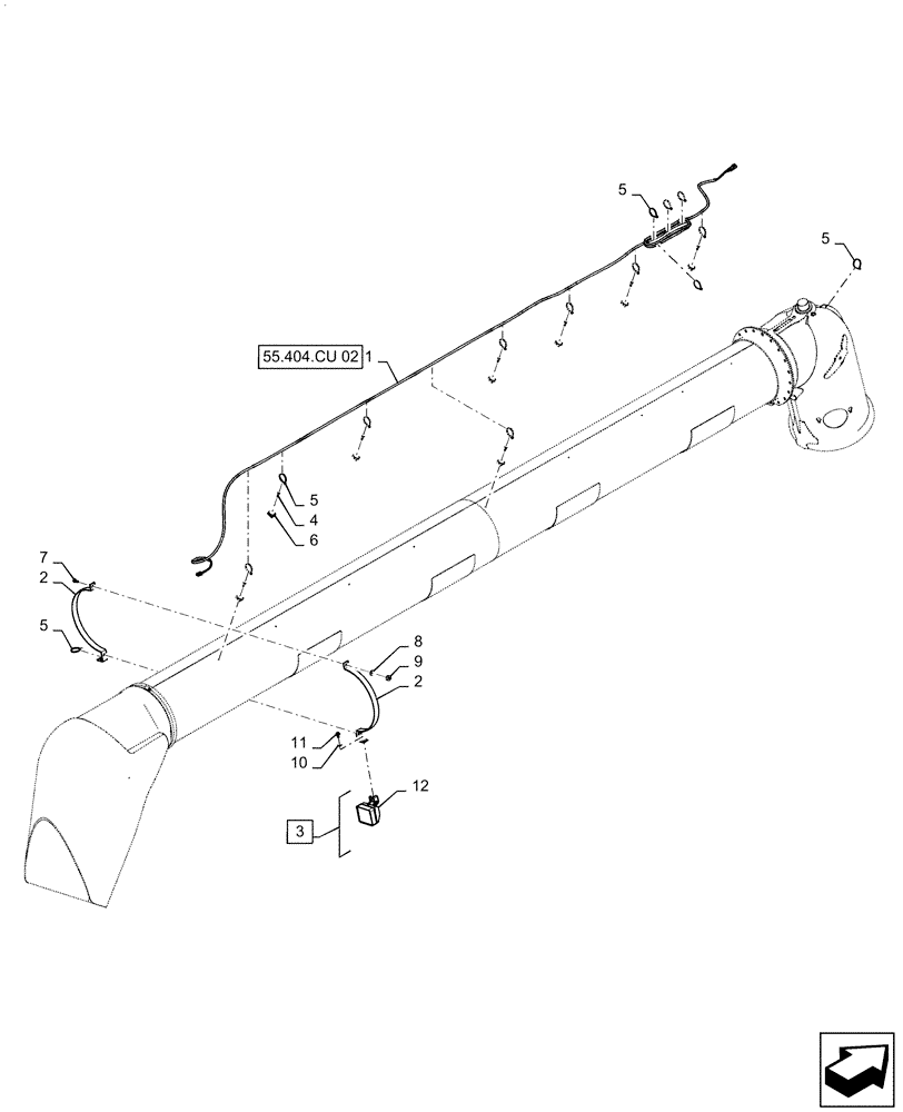 Схема запчастей Case IH 7140 - (55.404.CU[01]) - WIRING ASSY, UNLOADING TUBE (55) - ELECTRICAL SYSTEMS