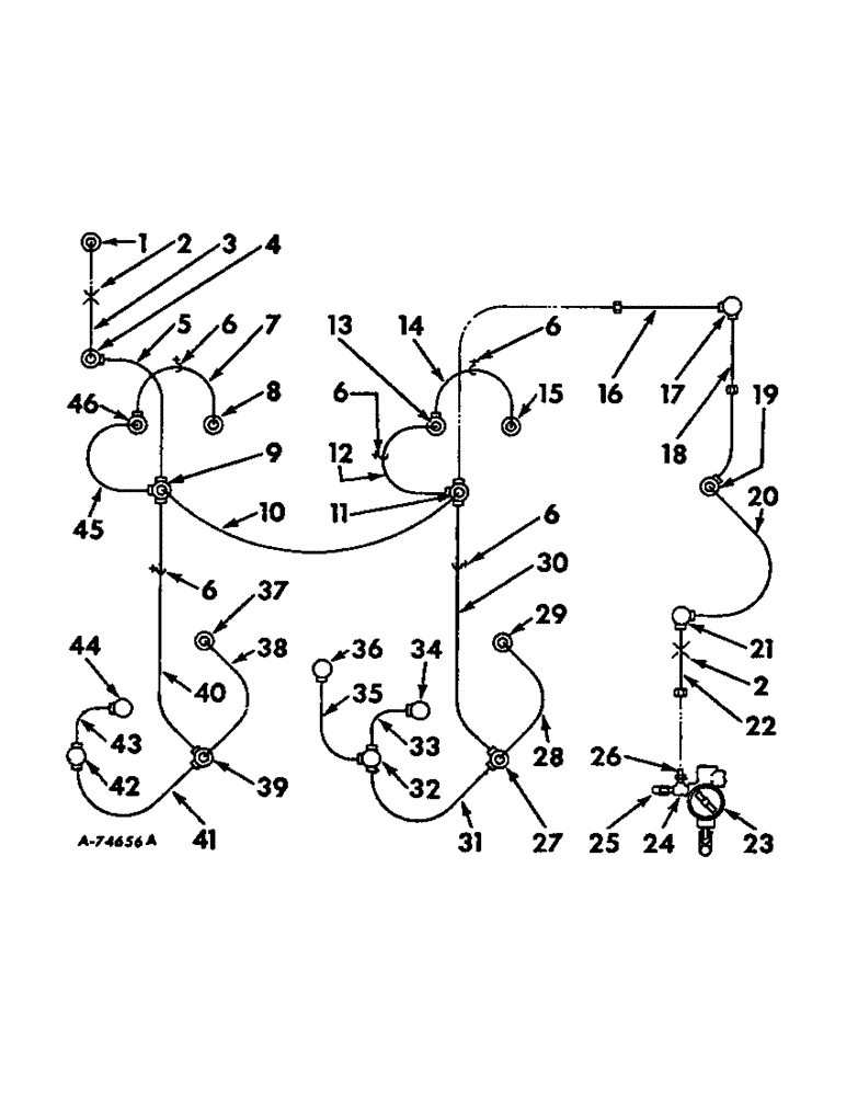 Схема запчастей Case IH 47 - (B-65) - CENTRALIZED LUBRICATION ATTACHMENT VALVES, TUBING & FITTINGS 