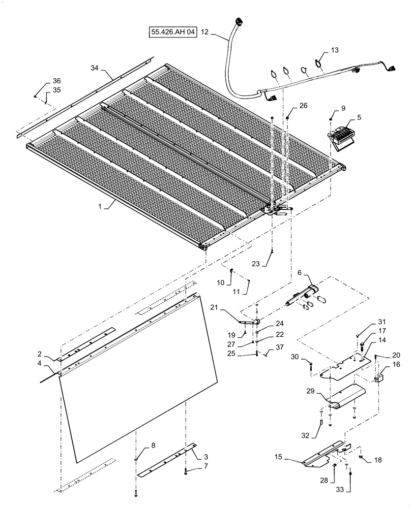 Схема запчастей Case IH 7140 - (74.114.AZ[03]) - UPPER SIEVE, REMOTE CONTROL (74) - CLEANING
