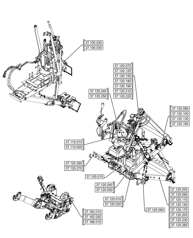 Схема запчастей Case IH FARMALL 120U - (37.000.00) - SECTION INDEX - HITCHES, DRAWBARS AND IMPLEMENT COUPLINGS (37) - HITCHES, DRAWBARS & IMPLEMENT COUPLINGS