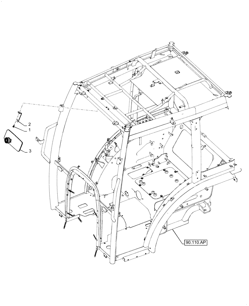 Схема запчастей Case IH FARMALL 40C - (90.151.AK) - INSIDE REAR VIEW MIRROR (90) - PLATFORM, CAB, BODYWORK AND DECALS