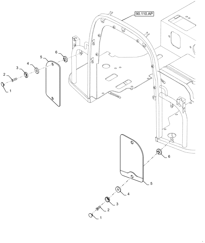 Схема запчастей Case IH FARMALL 30C - (90.156.AL) - CAB GLASS, FRONT (90) - PLATFORM, CAB, BODYWORK AND DECALS