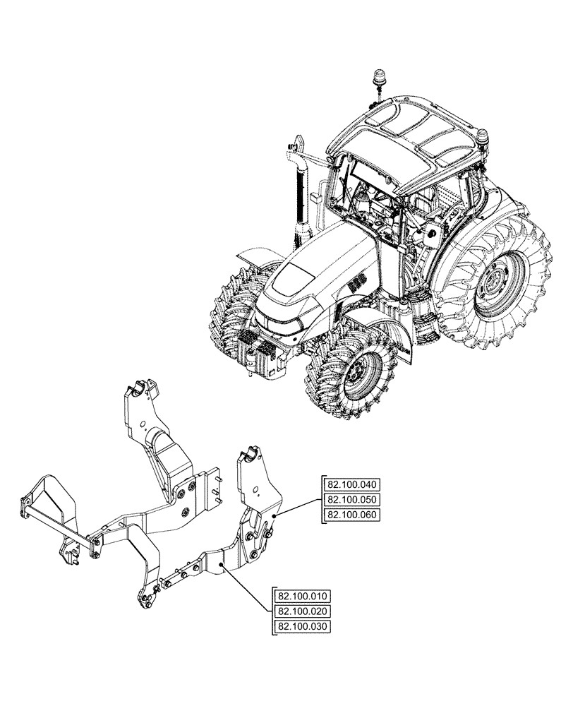 Схема запчастей Case IH FARMALL 120U - (82.000.00) - SECTION INDEX - FRONT LOADER (82) - FRONT LOADER & BUCKET