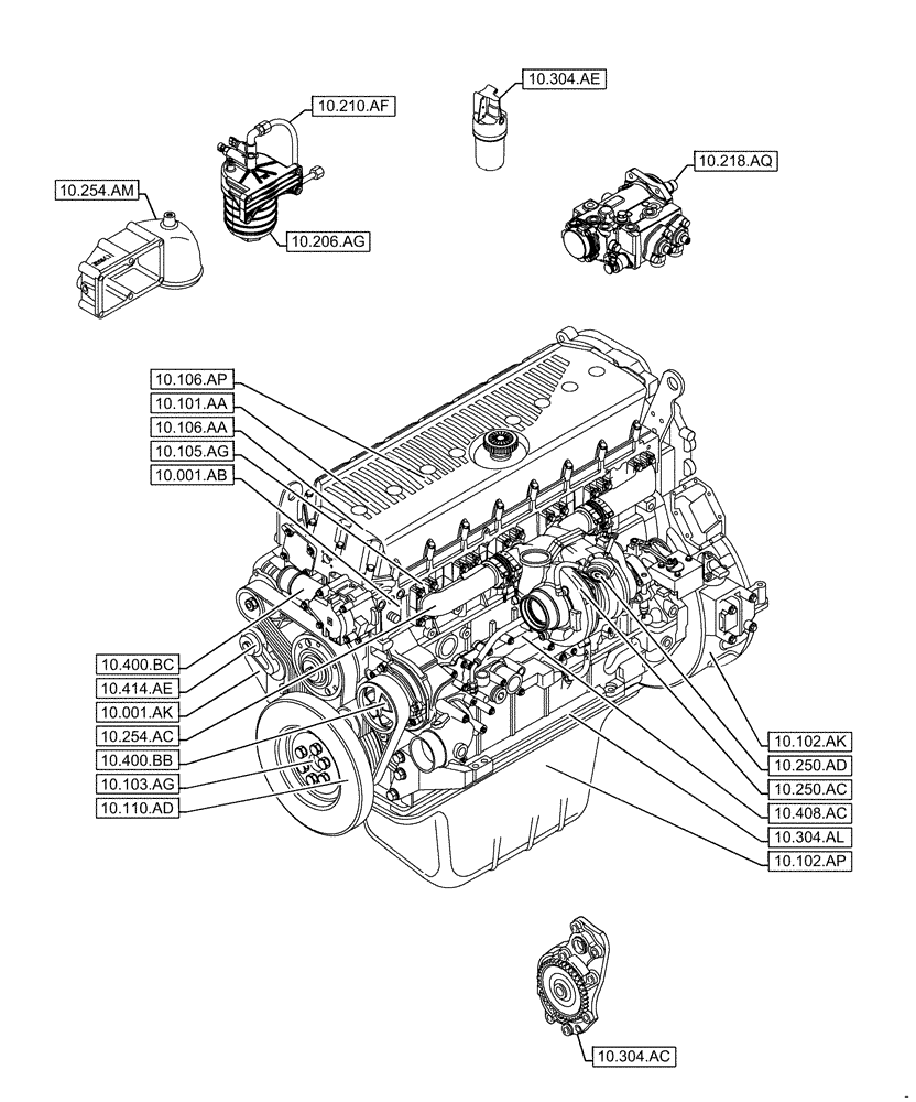 Схема запчастей Case IH F3GFE613B B003 - (00.000.10) - PICTORIAL INDEX - ENGINE (00) - GENERAL & PICTORIAL INDEX