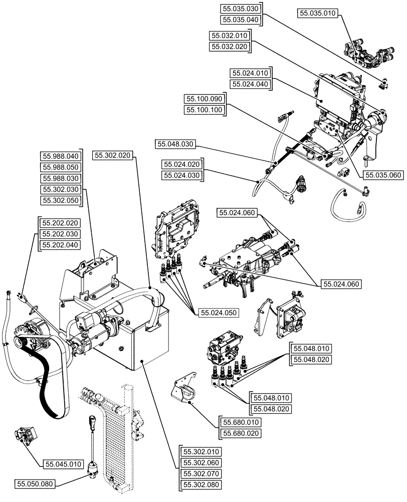 Схема запчастей Case IH FARMALL 120U - (55.000.00[02]) - SECTION INDEX - ELECTRICAL SYSTEMS (55) - ELECTRICAL SYSTEMS