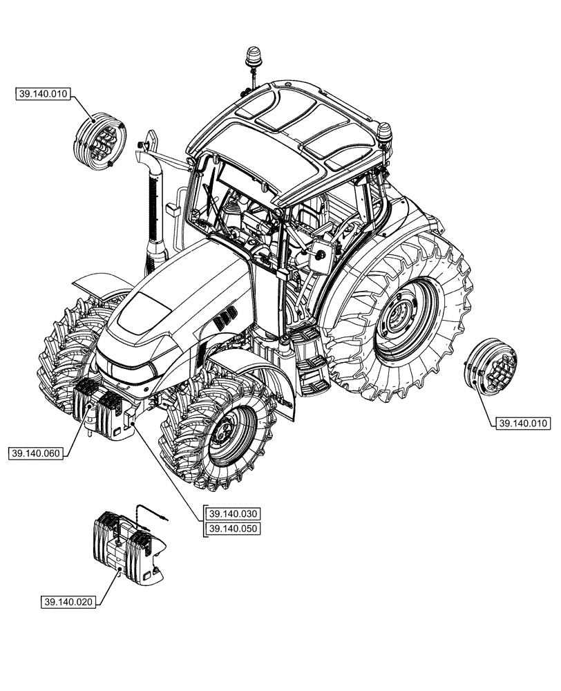Схема запчастей Case IH FARMALL 110U - (39.000.00) - SECTION INDEX - FRAME (39) - FRAMES AND BALLASTING