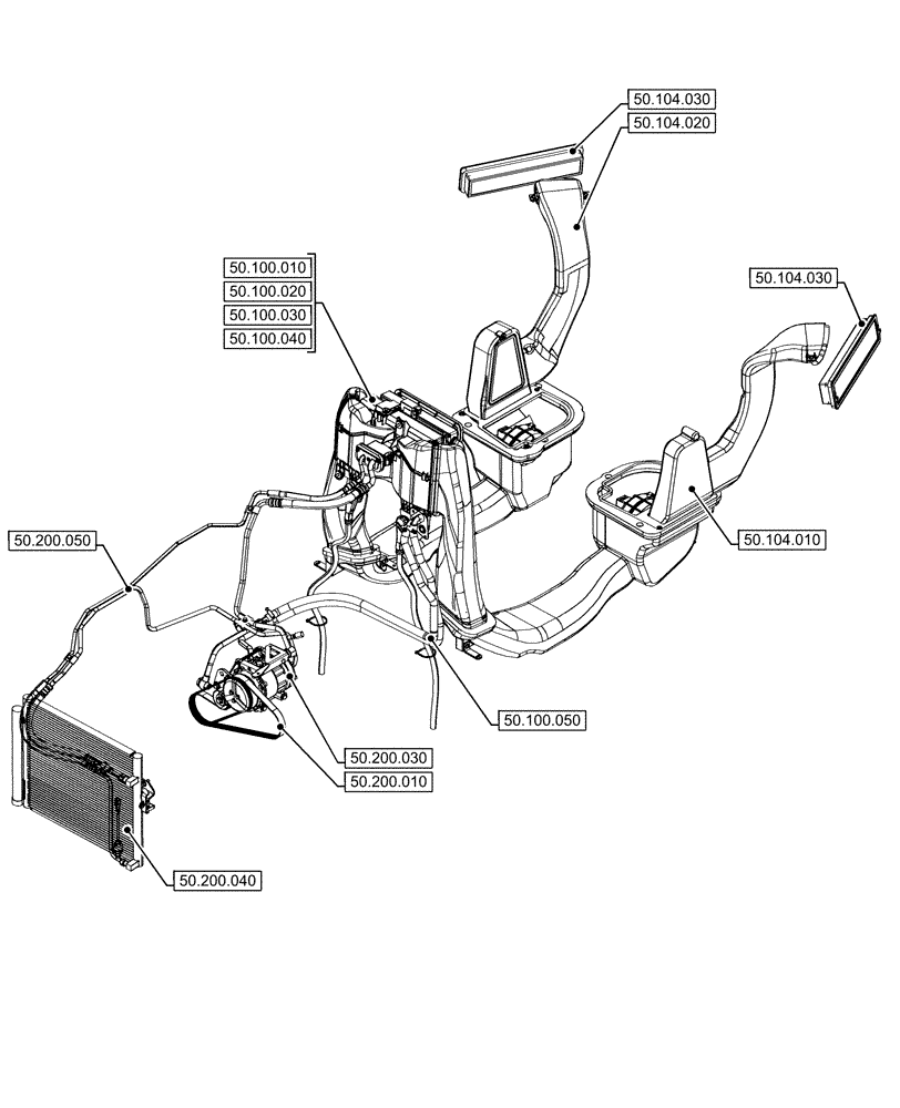 Схема запчастей Case IH FARMALL 120U - (50.000.00) - SECTION INDEX - CAB CLIMATE CONTROL (50) - CAB CLIMATE CONTROL