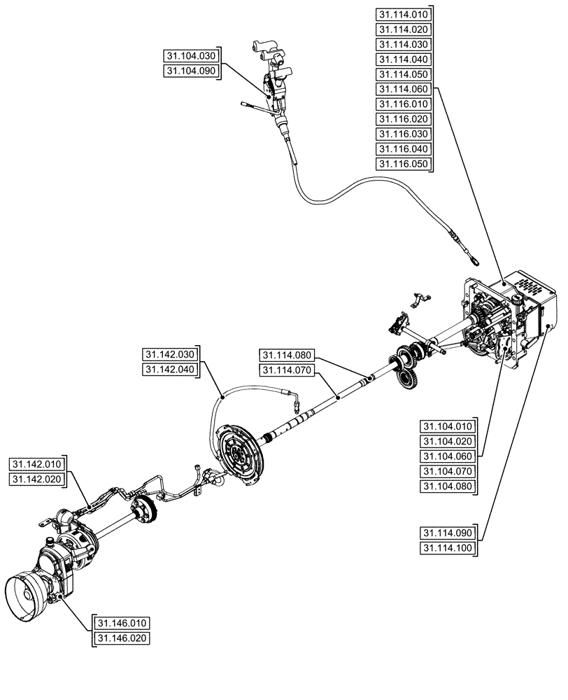 Схема запчастей Case IH FARMALL 120U - (31.000.00) - SECTION INDEX - IMPLEMENT POWER TAKE-OFF (31) - IMPLEMENT POWER TAKE OFF