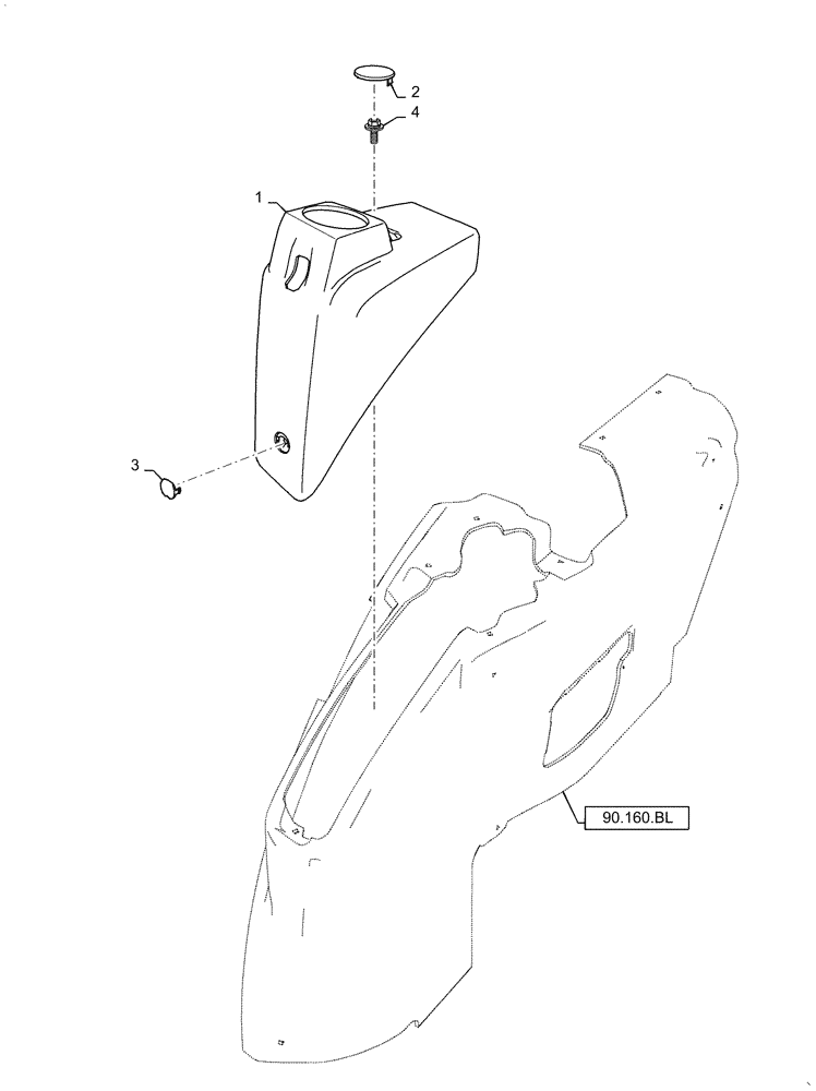 Схема запчастей Case IH FARMALL 40C - (90.160.CF) - CAB JOYSTICK, COVER (90) - PLATFORM, CAB, BODYWORK AND DECALS