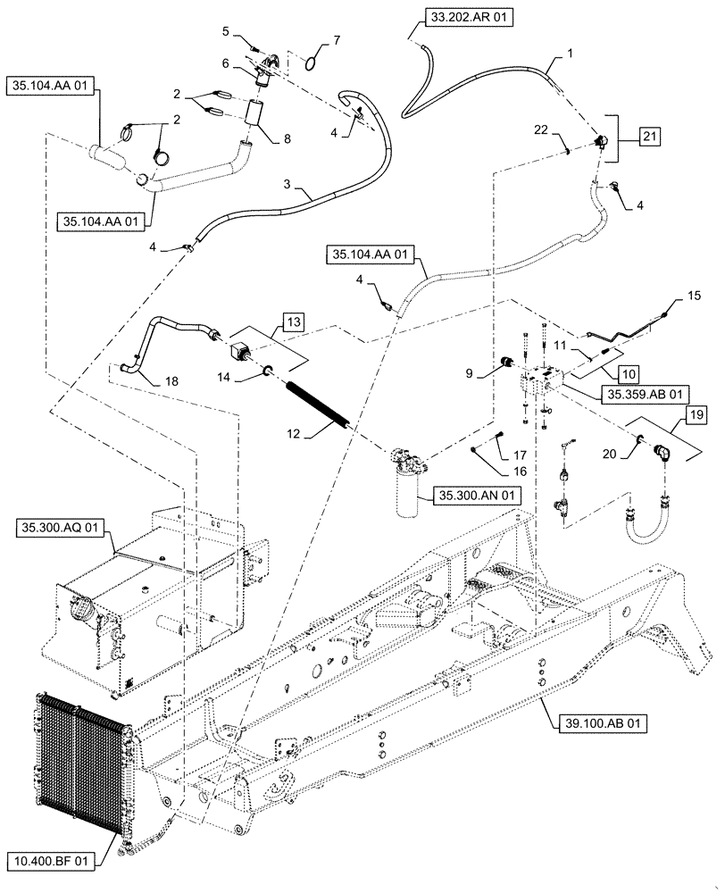 Схема запчастей Case IH 588H - (35.104.AA[04]) - HYDRAULIC LINES FILTER TO PRIORITY VALVE - W/SHIMADZU PUMP (START MARCH 2016) (35) - HYDRAULIC SYSTEMS