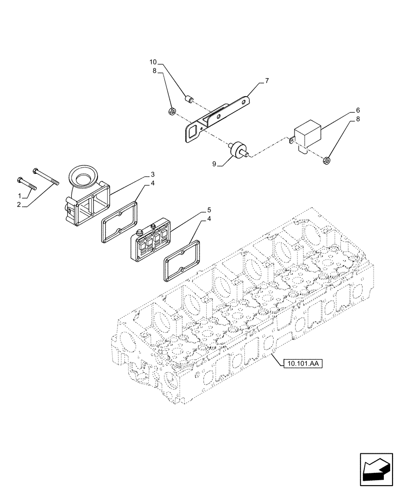 Схема запчастей Case IH F3HFE613A B003 - (10.254.AM) - INTAKE MANIFOLD (10) - ENGINE