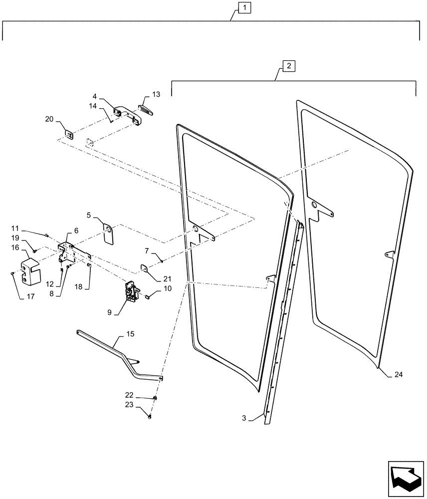 Схема запчастей Case IH AF4088 - (90.154.AA[03]) - CAB DOOR, LH, HEATER, AIR CONDITIONER (90) - PLATFORM, CAB, BODYWORK AND DECALS