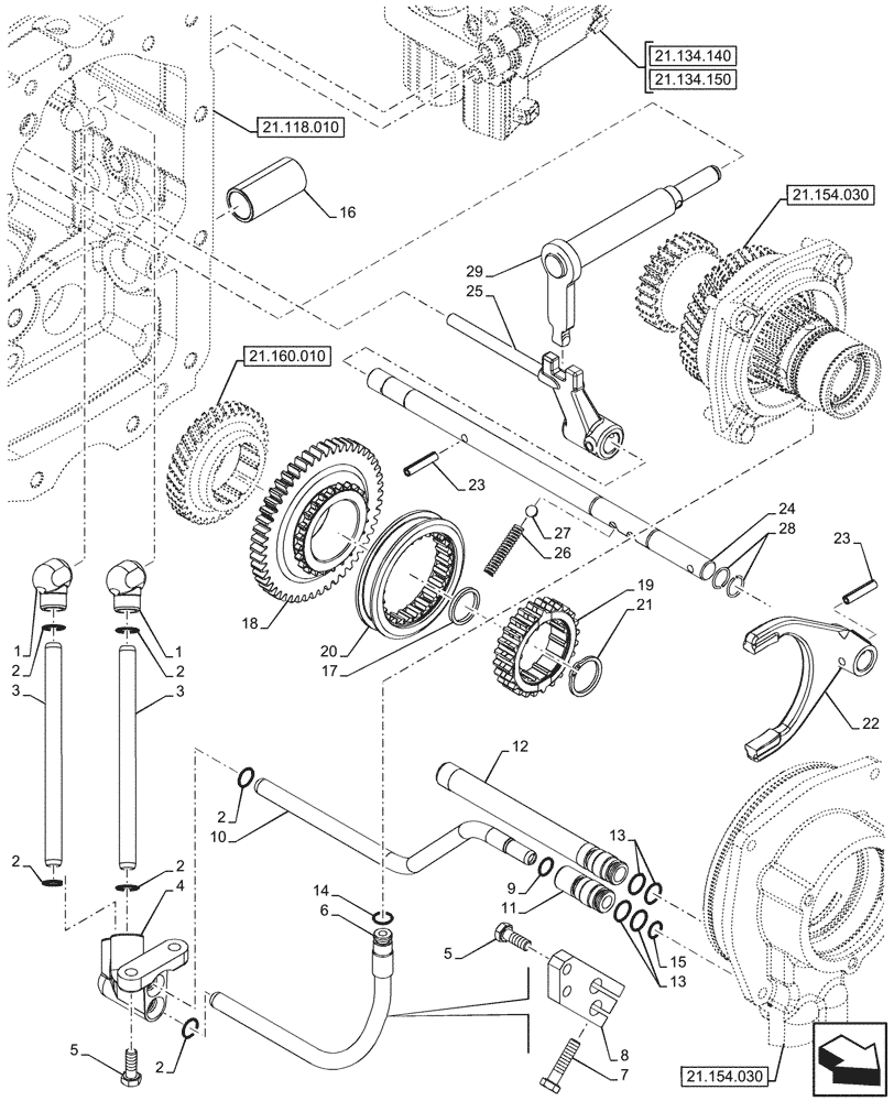 Схема запчастей Case IH FARMALL 110N - (21.134.170) - VAR - 743968 - POWERSHUTTLE, TRANSMISSION CONTROL VALVE, COMPONENTS, PIPE, CREEPER, HI-LO (21) - TRANSMISSION