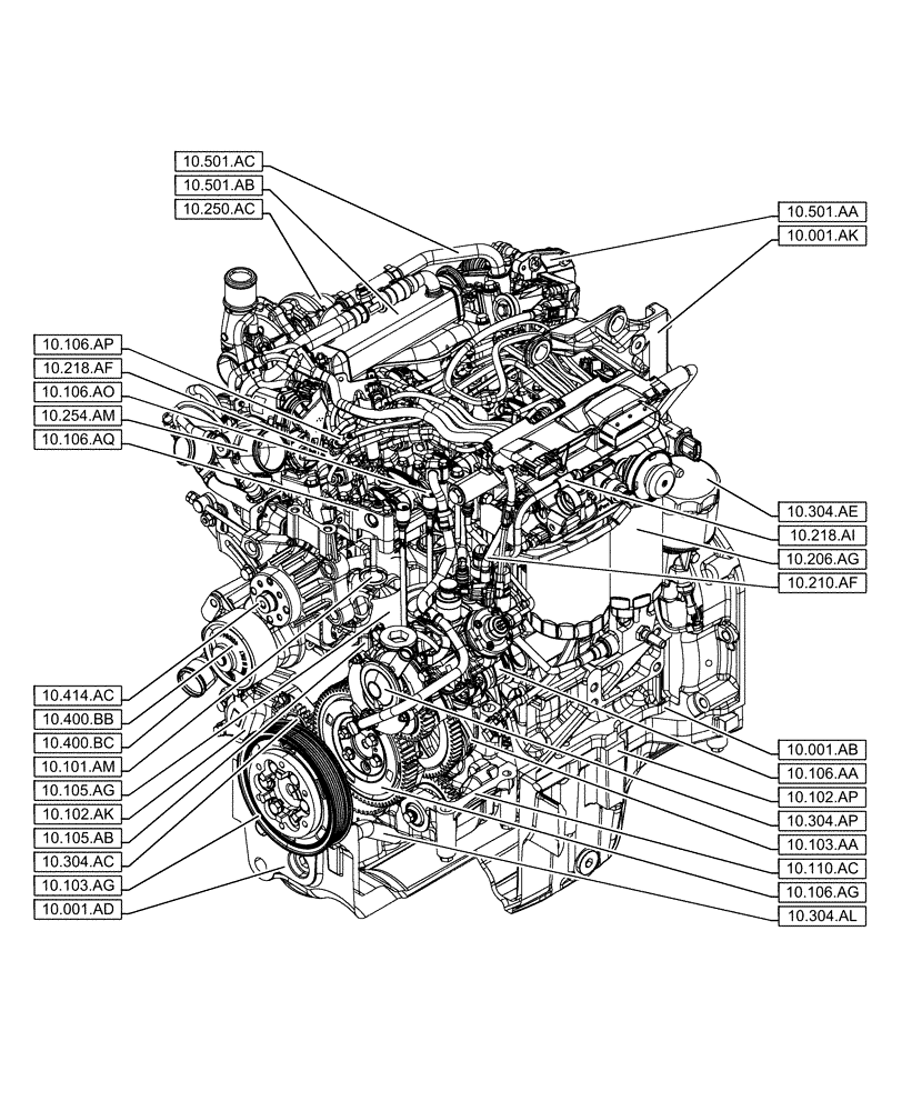 Схема запчастей Case IH F5DFL413J A011 - (00.000.10) - PICTORIAL INDEX - ENGINE (00) - GENERAL & PICTORIAL INDEX