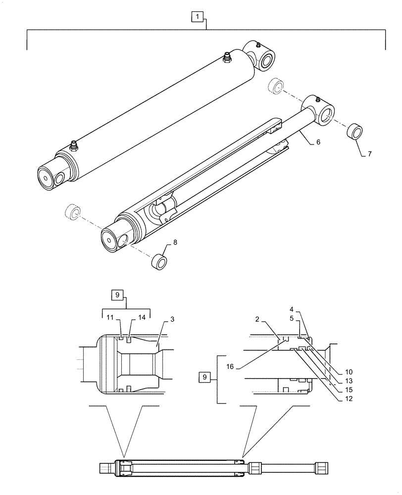 Схема запчастей Case IH L745 - (35.723.030[02]) - BUCKET CYLINDER, HYDRAULIC CYLINDER - NSL (35) - HYDRAULIC SYSTEMS
