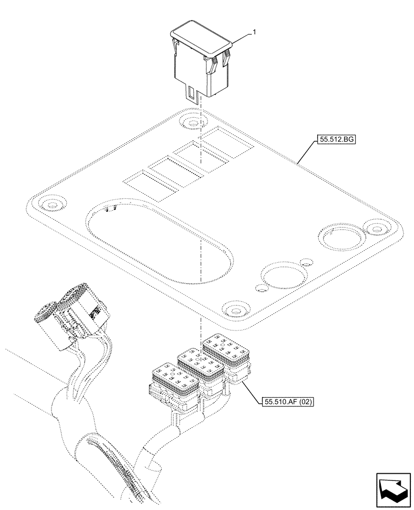 Схема запчастей Case IH FARMLIFT 632 - (55.512.CF[05]) - VAR - 702006 - REVERSIBLE FAN, PLUG (55) - ELECTRICAL SYSTEMS