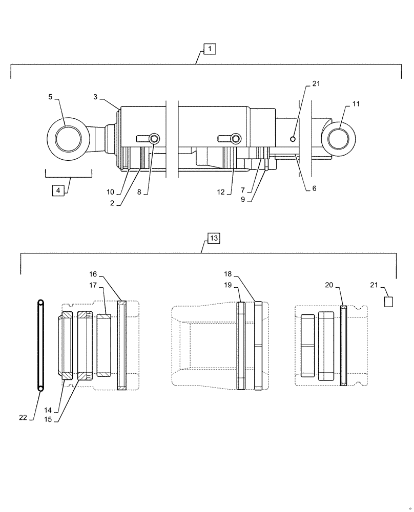 Схема запчастей Case IH L785 - (35.723.070[07]) - BUCKET CYLINDER, HYDRAULIC CYLINDER - MSL (35) - HYDRAULIC SYSTEMS