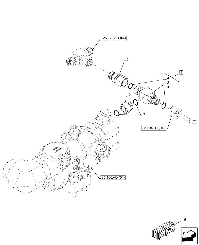 Схема запчастей Case IH MAXXUM 115 - (25.122.AD[03]) - VAR - 743689, 743690, 758445 - FRONT AXLE, SUSPENDED, CHECK VALVE (25) - FRONT AXLE SYSTEM