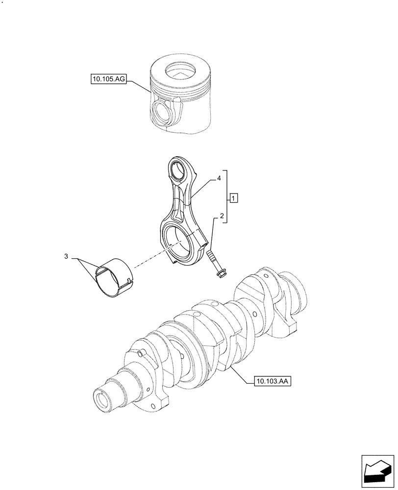 Схема запчастей Case IH F5DFL413J A011 - (10.105.AB) - CONNECTING ROD (10) - ENGINE