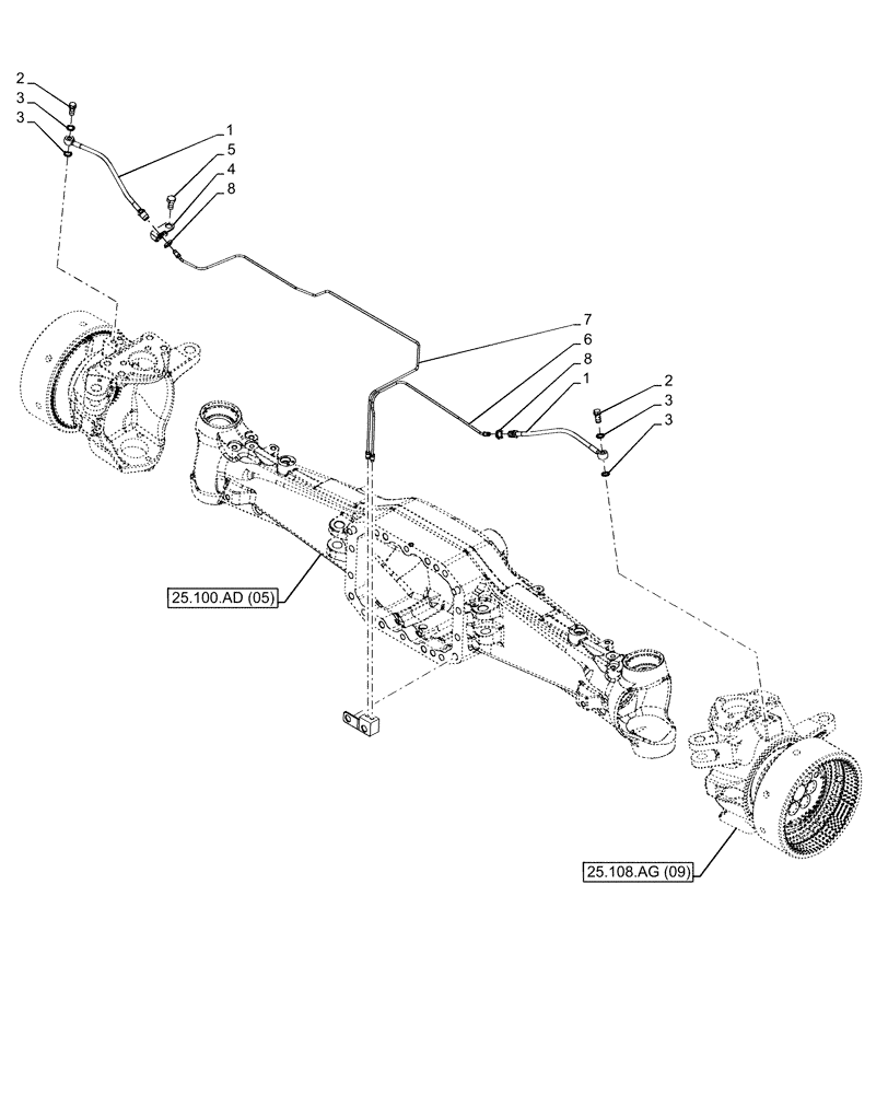 Схема запчастей Case IH PUMA 185 - (33.204.AG[03]) - VAR - 337416 - FRONT AXLE, BRAKE LINE (33) - BRAKES & CONTROLS