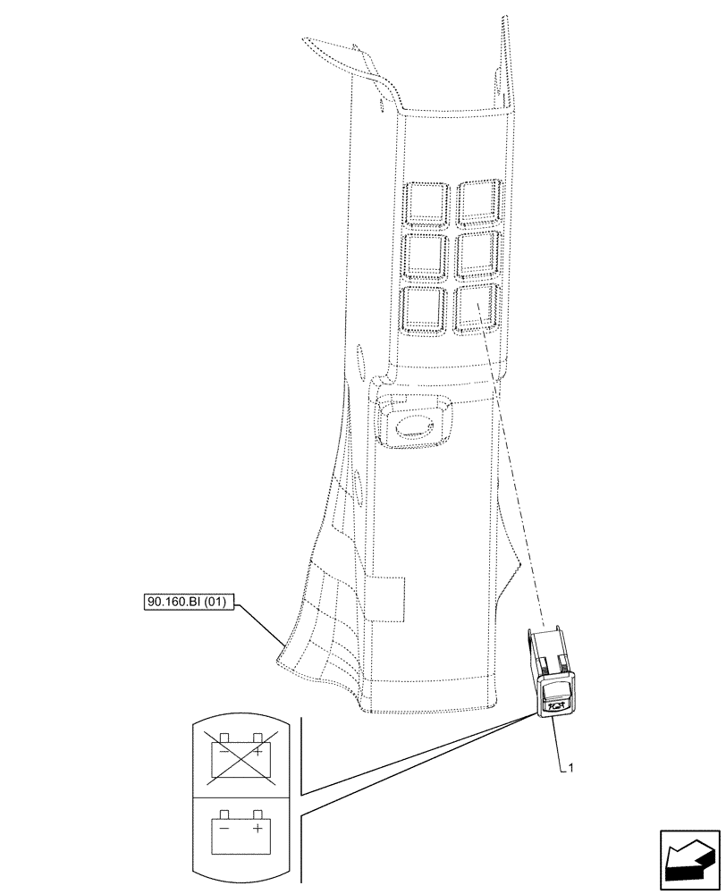Схема запчастей Case IH PUMA 150 CVT - (55.302.AI[02]) - VAR - 392130, 758000 - BATTERY ISOLATOR (55) - ELECTRICAL SYSTEMS