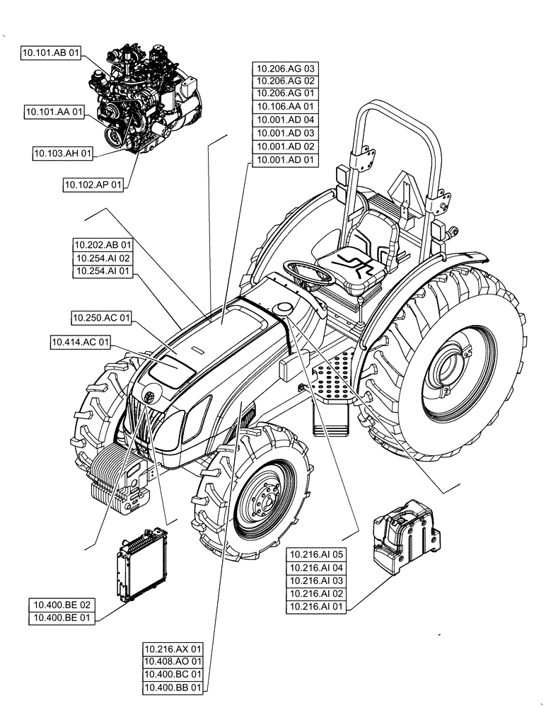 Схема запчастей Case IH FARMALL 60A - (00.000.10[01]) - PICTORIAL INDEX - ENGINE (00) - GENERAL & PICTORIAL INDEX