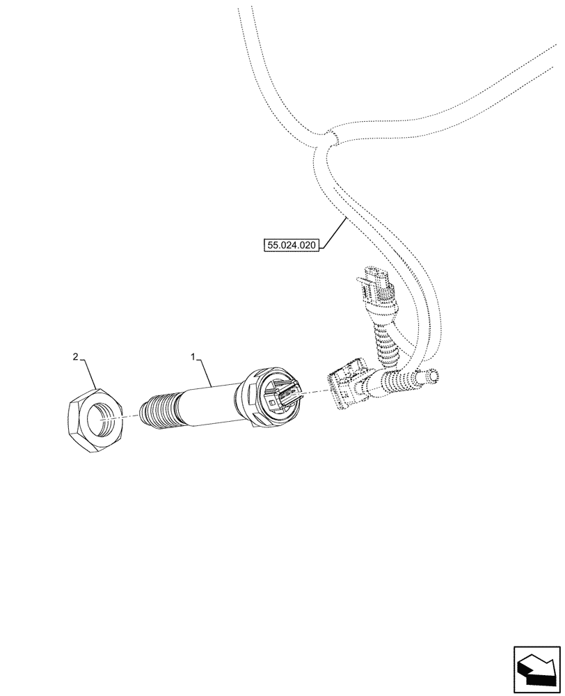 Схема запчастей Case IH FARMALL 80V - (55.130.030) - VAR - 341846, 341847, 342382, 342383, 342384, 342385, 743523 - REAR, 3 POINT HITCH, ELECTRONIC DRAFT CONTROL (EDC), SENSOR, CAB (55) - ELECTRICAL SYSTEMS