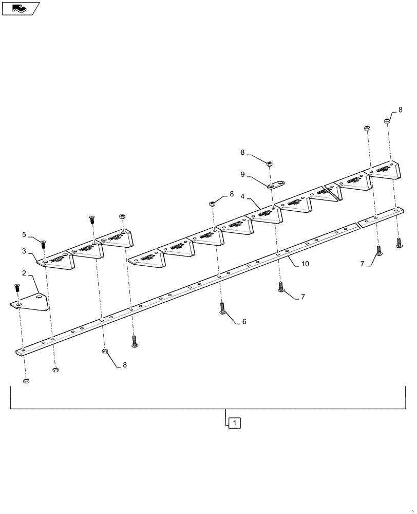Схема запчастей Case IH 3152 - (58.110.09[02]) - KNIFE ASSY, 3 INCH FINE, LH (58) - ATTACHMENTS/HEADERS