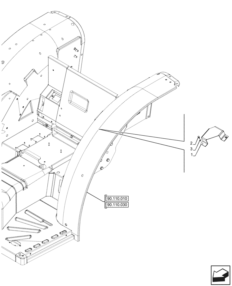 Схема запчастей Case IH FARMALL 80N - (90.110.130) - VAR - 759012 - PLATFORM, SUPPORT, W/O EDC, W/O CAB (90) - PLATFORM, CAB, BODYWORK AND DECALS