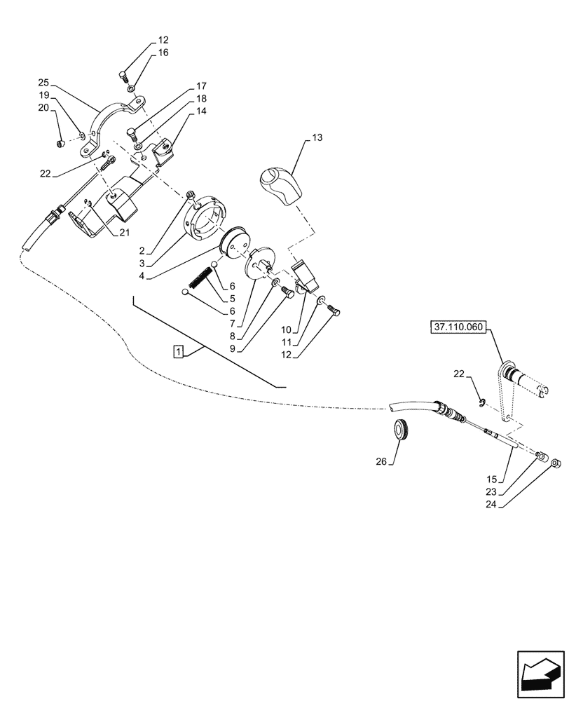 Схема запчастей Case IH FARMALL 90V - (37.108.050) - VAR - 342378, 342379, 342380, 342381, 744833 - LIFT-O-MATIC PLUS, CONTROL LEVER, CAB (37) - HITCHES, DRAWBARS & IMPLEMENT COUPLINGS